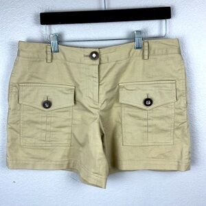 Milly NY Cargo Shorts 10 Tan Khaki Front Utility Pockets Mid-Rise 5.5 Leg Length